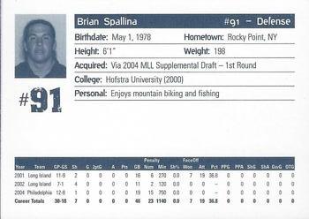 2005 Philadelphia Barrage #NNO Brian Spallina Back